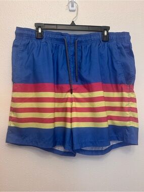 Southern Marsh Barcelona Lines Royal Blue Stripe Drawstring Harbor Swim Trunks